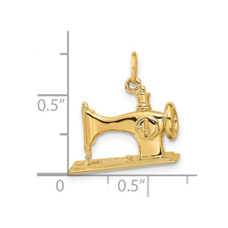 14k Yellow Gold 3D Antiqued Sewing Machine Charm
