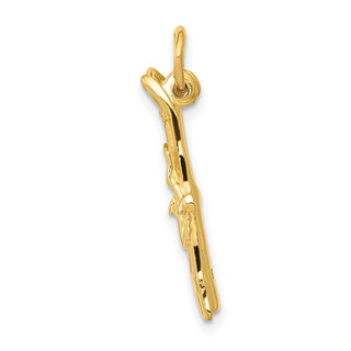 14k Yellow Gold 3D Pair Of Skis Charm