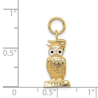 14k Yellow Gold Graduation Owl Charm w/Enamel