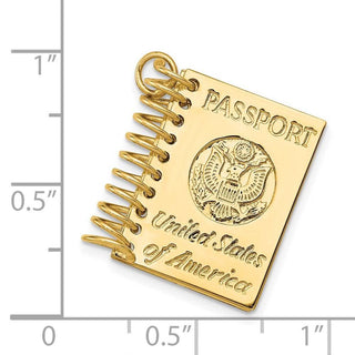 14k Yellow Gold 3D Passport Opens Charm A1548