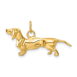 14k Yellow Gold 3D Dachshund Dog Charm