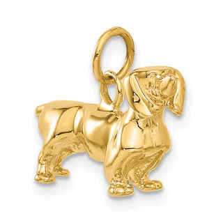14k Yellow Gold 3D Dachshund Dog Charm