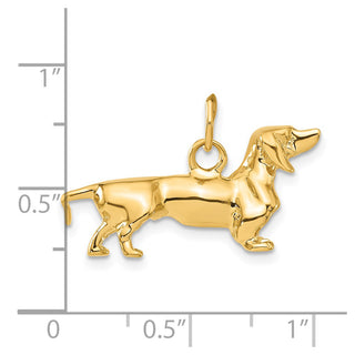 14k Yellow Gold 3D Dachshund Dog Charm