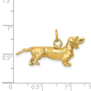 14k Yellow Gold 3D Dachshund Dog Charm