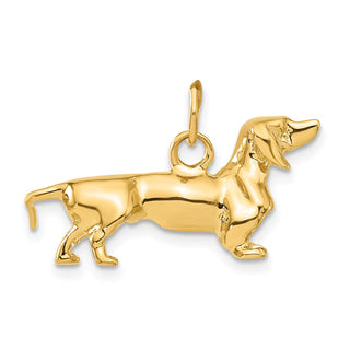14k Yellow Gold 3D Dachshund Dog Charm