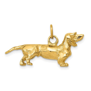 14k Yellow Gold 3D Dachshund Dog Charm