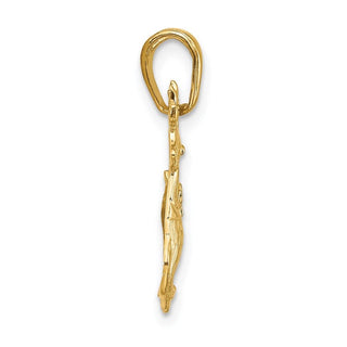 14k Yellow Gold Polished Reindeer Pendant