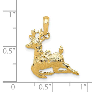 14k Yellow Gold Polished Reindeer Pendant