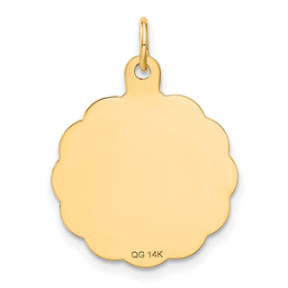 14k Yellow Gold  WRESTLING Scalloped Edge Disc Charm