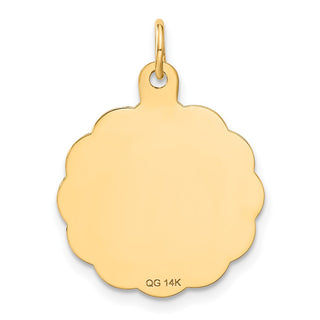14k Yellow Gold  WRESTLING Scalloped Edge Disc Charm