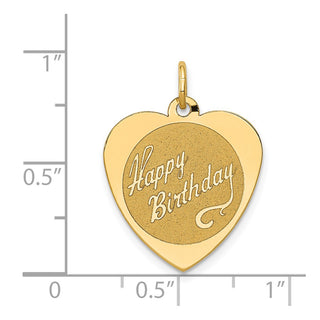 14k Yellow Gold Happy Birthday Heart Disc Charm