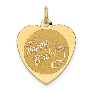 14k Yellow Gold Happy Birthday Heart Disc Charm