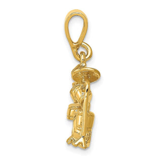 14k Yellow Gold 3D Drum Set Pendant A2188