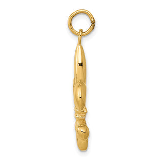 14k Yellow Gold Solid Fleur de Lis 3-D Charm A2532
