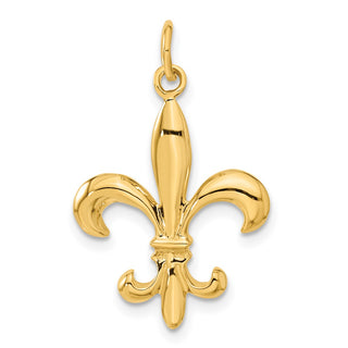 14k Yellow Gold Solid Fleur de Lis 3-D Charm A2532
