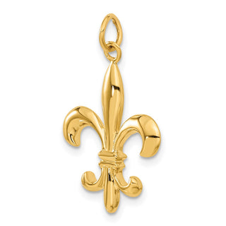 14k Yellow Gold Solid Fleur de Lis 3-D Charm A2532