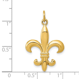 14k Yellow Gold Solid Fleur de Lis 3-D Charm A2532