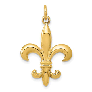 14k Yellow Gold Solid Fleur de Lis 3-D Charm A2532