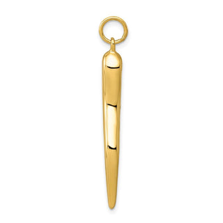 14k Yellow Gold Large 3D Italian Horn Charm