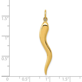 14k Yellow Gold Large 3D Italian Horn Charm