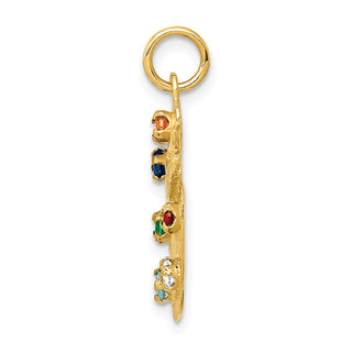 14k Yellow Gold CZ Stones Artist Palette Charm