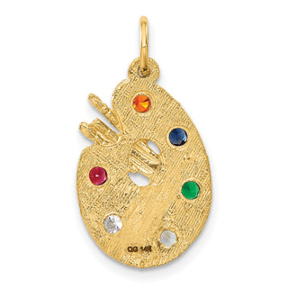 14k Yellow Gold CZ Stones Artist Palette Charm