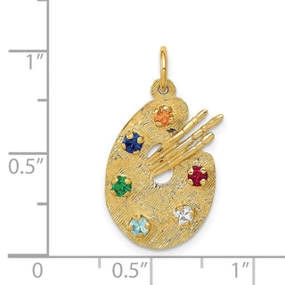 14k Yellow Gold CZ Stones Artist Palette Charm
