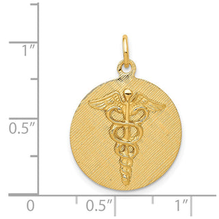 14k Yellow Gold Caduceus Disc Charm