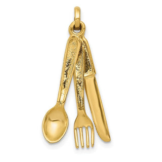 14k Yellow Gold Knife, Fork and Spoon Charm