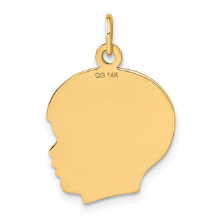 14k Yellow Gold Solid Polished Boys Head Charm