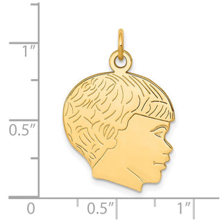 14k Yellow Gold Solid Polished Boys Head Charm