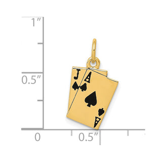 14k Yellow Gold Enameled Blackjack Playing Cards Charm