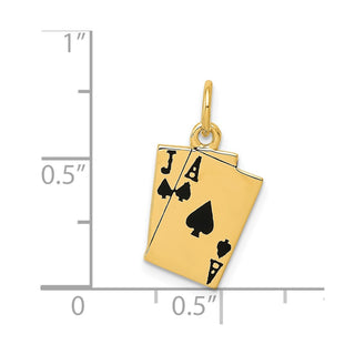 14k Yellow Gold Enameled Blackjack Playing Cards Charm