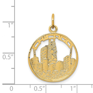 14k Yellow Gold Chicago Skyline Charm