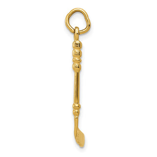14k Yellow Gold Hockey Stick w/Enamel Charm