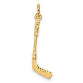 14k Yellow Gold Hockey Stick w/Enamel Charm