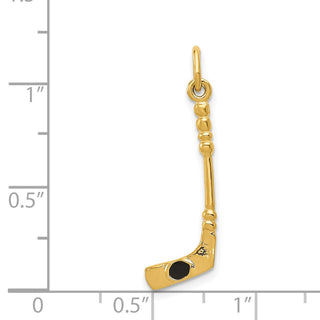 14k Yellow Gold Hockey Stick w/Enamel Charm