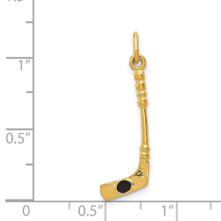 14k Yellow Gold Hockey Stick w/Enamel Charm