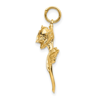 14k Yellow Gold CZ Rose Charm