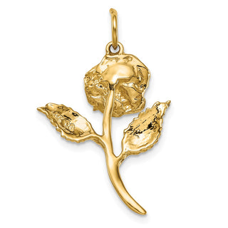 14k Yellow Gold CZ Rose Charm