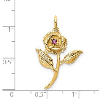 14k Yellow Gold CZ Rose Charm