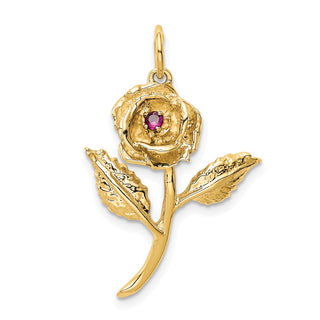 14k Yellow Gold CZ Rose Charm
