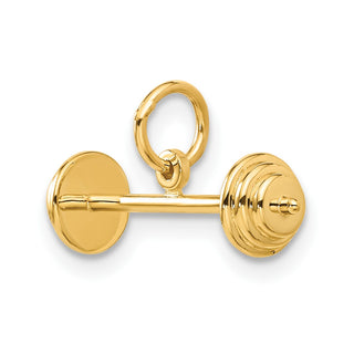 14k Yellow Gold 3D Barbell Charm A9091