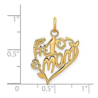 14k Yellow Gold #1 Mom Heart Charm