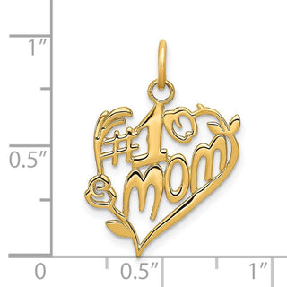 14k Yellow Gold #1 Mom Heart Charm