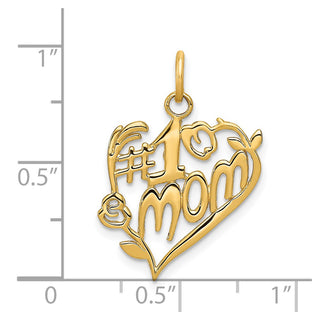 14k Yellow Gold #1 Mom Heart Charm
