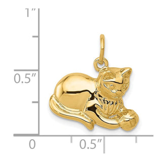 14k Yellow Gold Cat Charm A9166