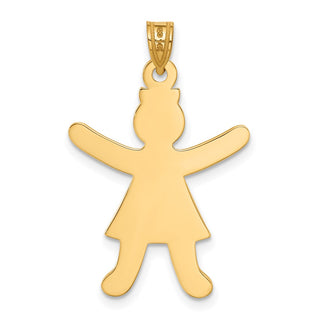 14k Yellow Gold Laser Cut Girl Pendant A9265