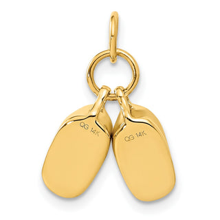 14k Yellow Gold 3D Moveable Polished Baby Shoes Charm