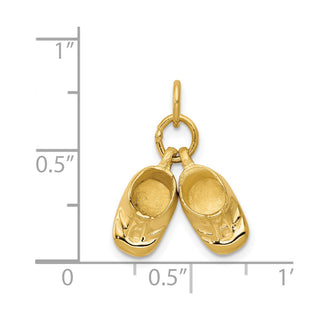14k Yellow Gold 3D Moveable Polished Baby Shoes Charm